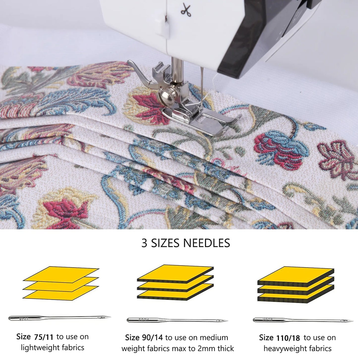 BCOOSS Portable Sewing Machine for Beginners 38 Built-in Stitches with Extension Table &Dual Speed