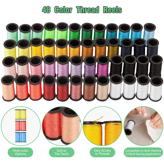 BCOOSS 180PCS Sewing Kits for Adults Beginners with Thread and Needles Travel Sewing Supplies Accessories Includes Yarn Rolls,Scissors,Tape Measure