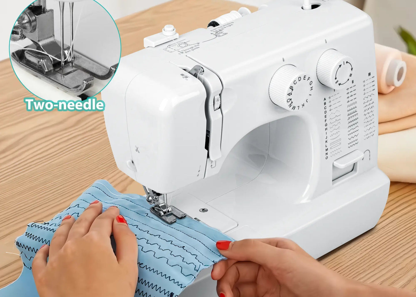 BCOOSS Sewing Machine for Beginner Portable Sewing Machine With 45 Stitches and 3 Sewing Feet