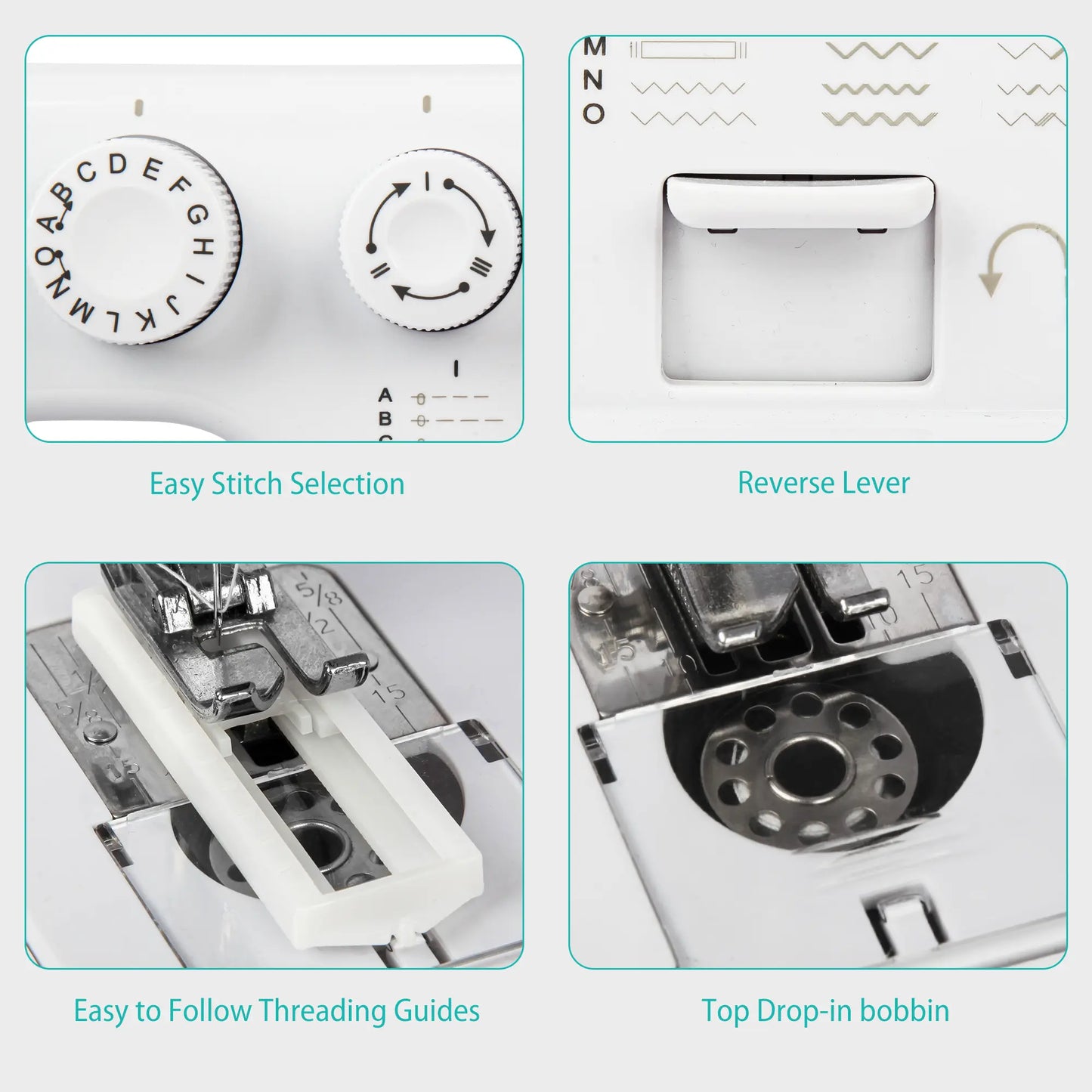 BCOOSS Sewing Machine for Beginner Portable Sewing Machine With 45 Stitches and 3 Sewing Feet
