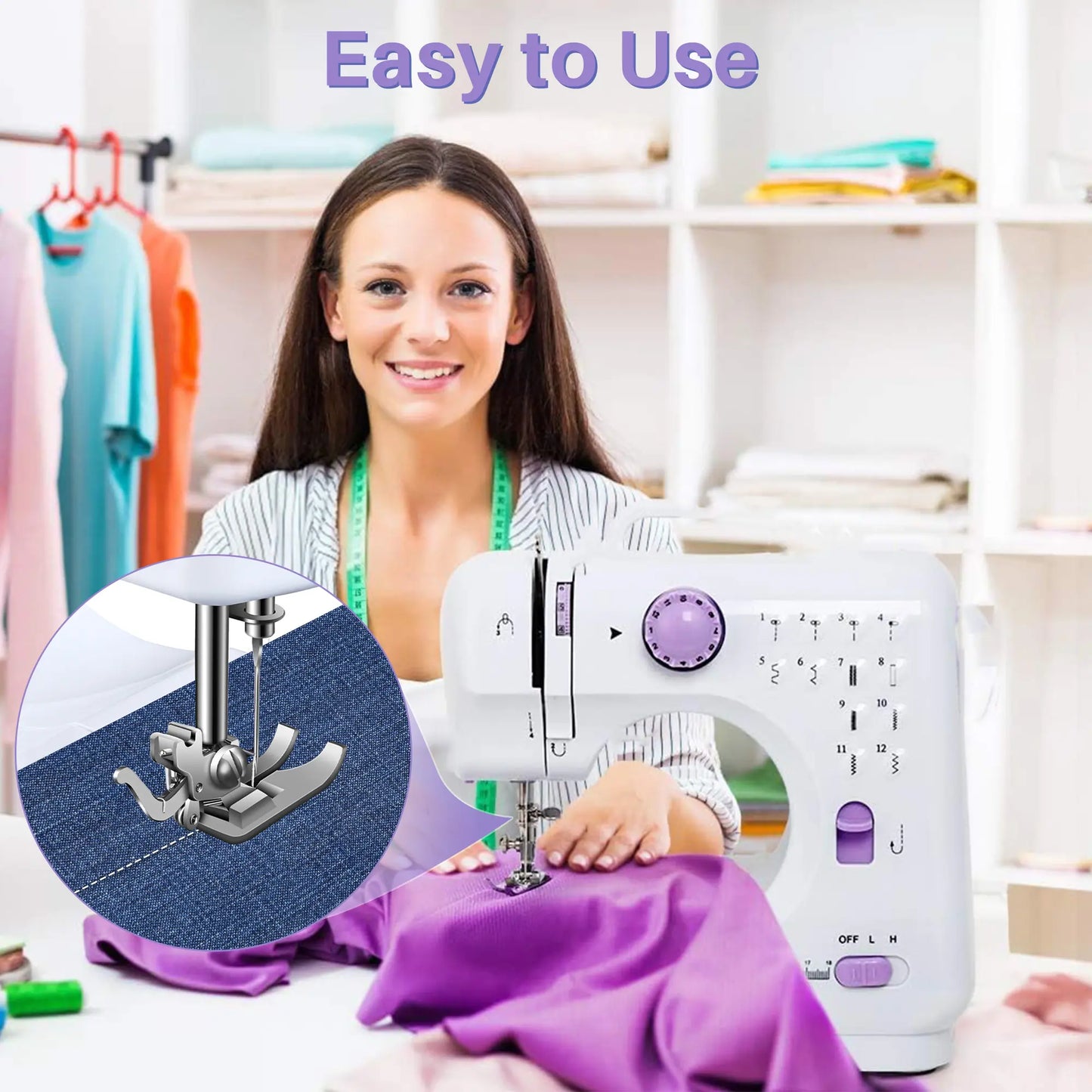 BCOOSS Sewing Machine for Beginner Multi-Functional Portable Machine with 12 Built-in Stitches