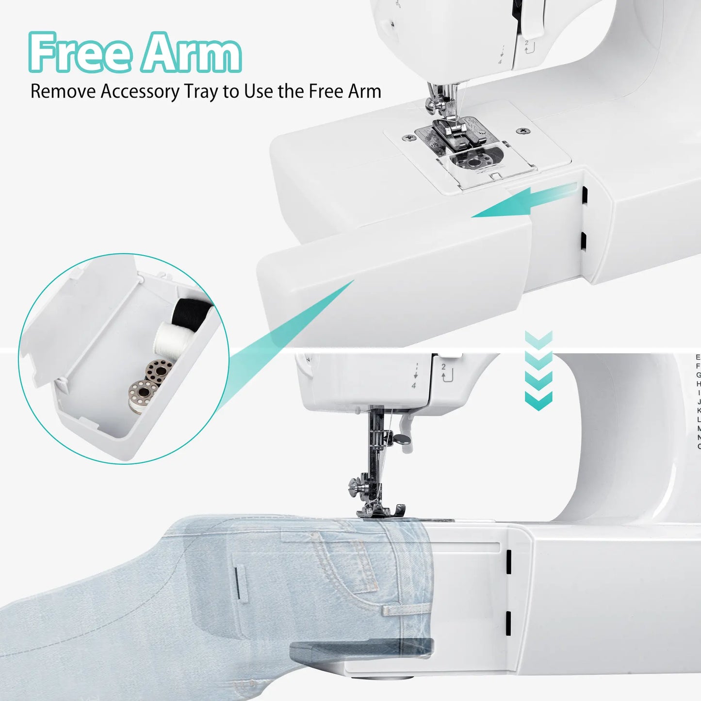 BCOOSS Sewing Machine for Beginner Portable Sewing Machine With 45 Stitches and 3 Sewing Feet