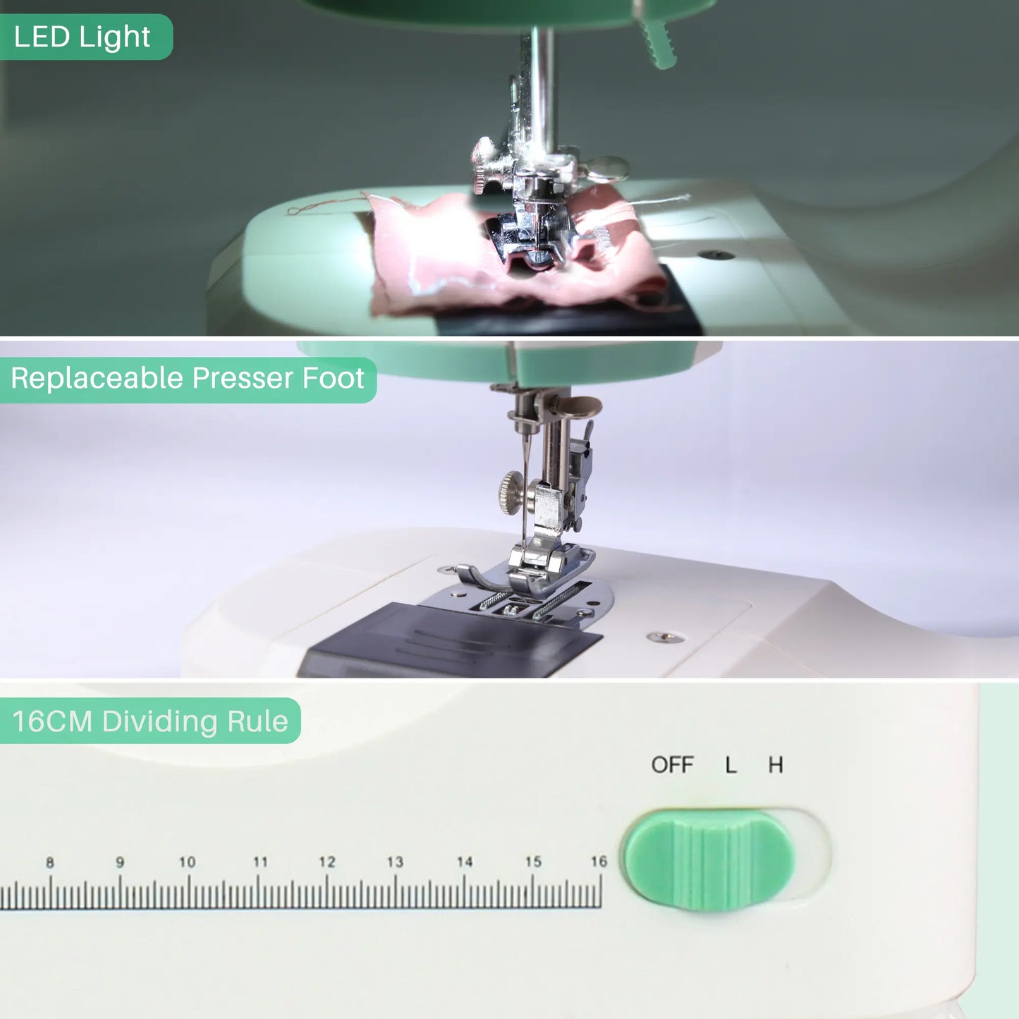 BCOOSS Portable Sewing Machine for Beginners 16 Built-in Stitches with Foot Pedal