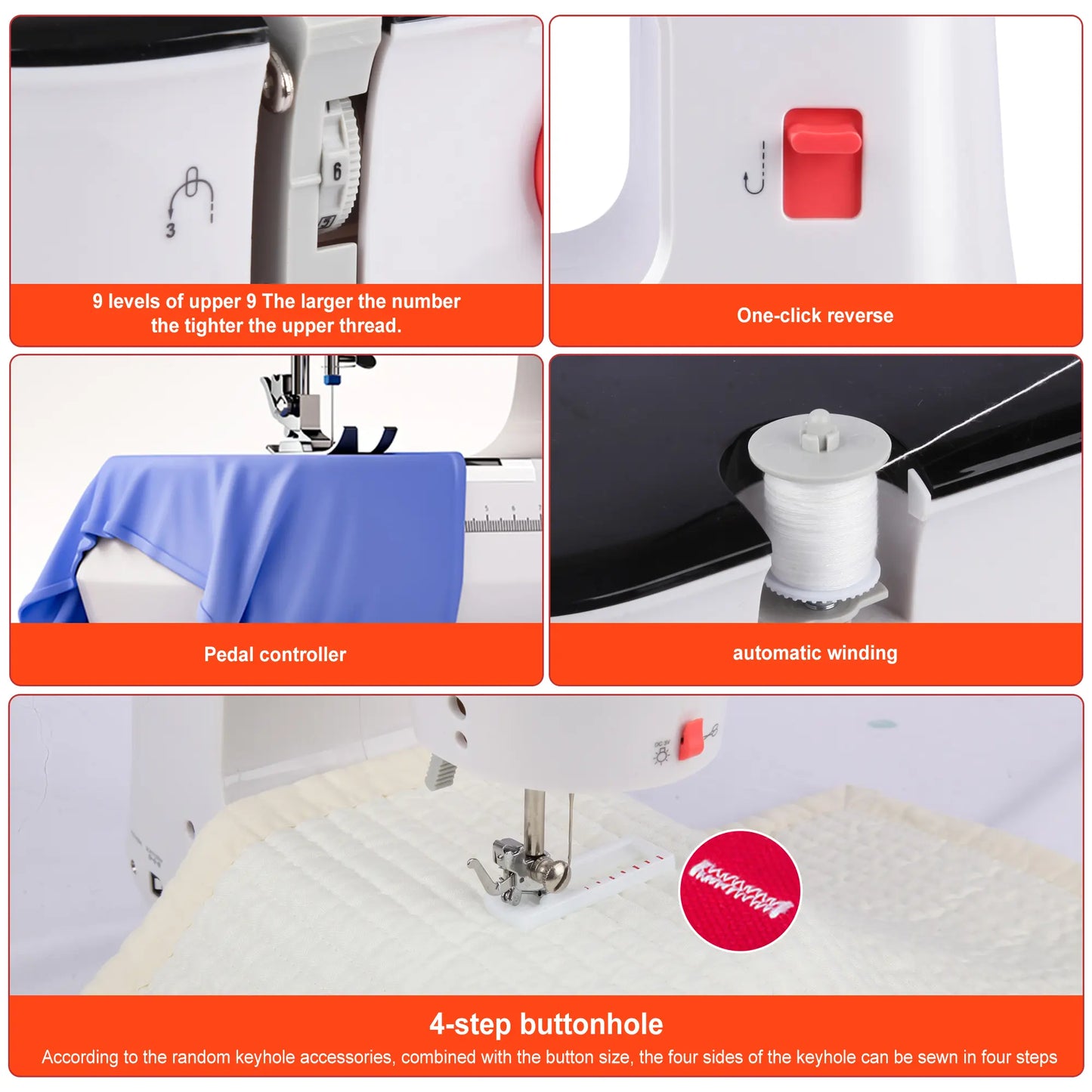 BCOOSS Sewing Machine for Beginners Electric Portable 12 Built-in Stitches with Extension Table
