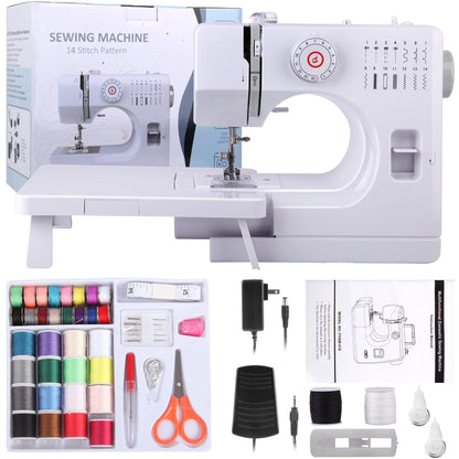 BCOOSS Sewing Machine with 14 Built-in Stitch Multifunctional Portable Machine with Extension Table