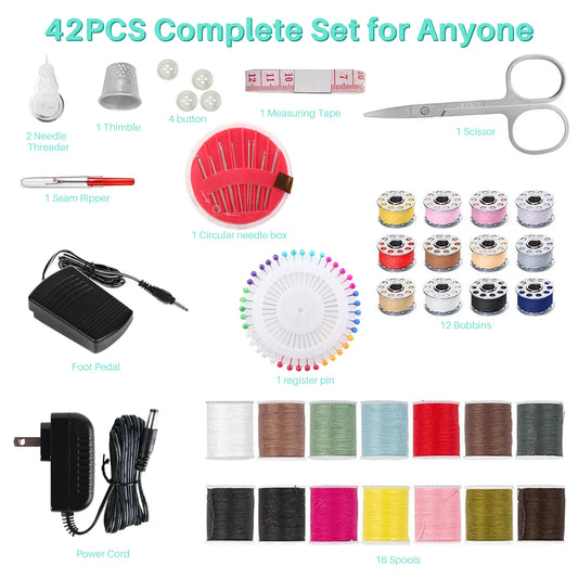 BCOOSS Sewing Machine for Beginner Multi-Functional Portable Machine with 12 Built-in Stitches,Black