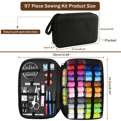 BCOOSS Sewing Kits for Adults with Thread and Needles Portable Beginners Home Travel Emergencies Sewing Supplies 97pcs Set