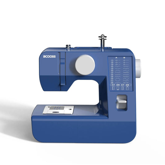 BCOOSS Sewing Machine Portable mini Electric Sewing Machine for beginners 12 Built-in Stitches 2 Speed with Foot Pedal, Blue