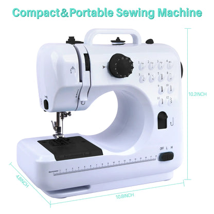 BCOOSS Sewing Machine for Beginner Multi-Functional Portable Machine with 12 Built-in Stitches,Black