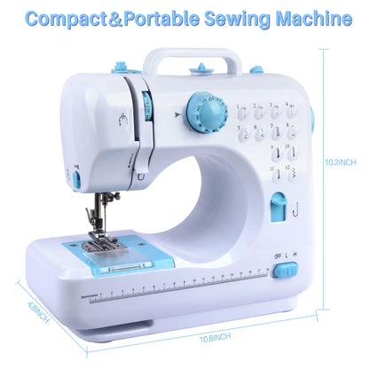 BCOOSS Sewing Machine for Beginner Multi-Functional Portable Machine with 12 Built-in Stitches,Blue