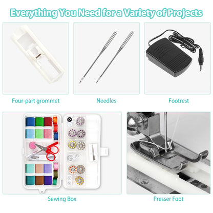 BCOOSS Sewing Machine for Beginner Portable Sewing Machine With 45 Stitches and 3 Sewing Feet