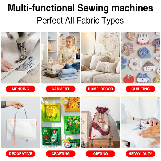 BCOOSS Portable Sewing Machine for Beginners 38 Built-in Stitches with Extension Table &Dual Speed