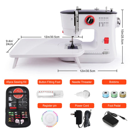 BCOOSS Sewing Machine for Beginners Electric Portable 12 Built-in Stitches with Extension Table