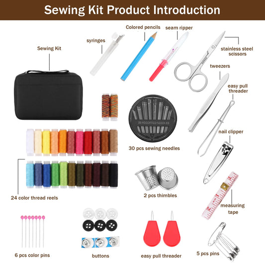 BCOOSS Sewing Kits for Adults with Thread and Needles Portable Beginners Home Travel Emergencies Sewing Supplies 97pcs Set
