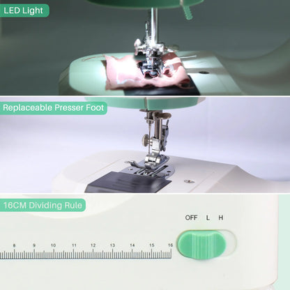 BCOOSS Portable Sewing Machine for Beginners 16 Built-in Stitches with Foot Pedal