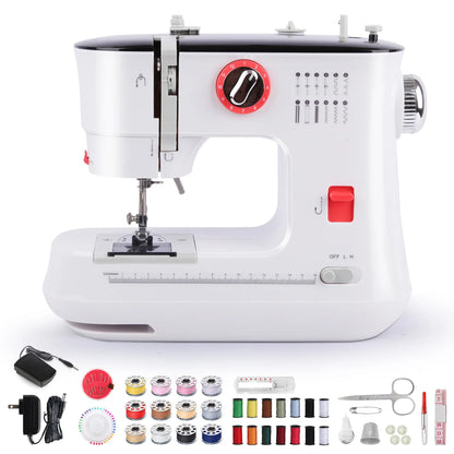 BCOOSS Sewing Machine for Beginners Electric Portable 12 Built-in Stitches with Extension Table