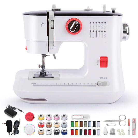 BCOOSS Sewing Machine for Beginners Electric Portable 12 Built-in Stitches with Extension Table