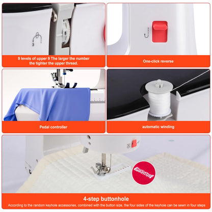 BCOOSS Sewing Machine for Beginners Electric Portable 12 Built-in Stitches with Extension Table
